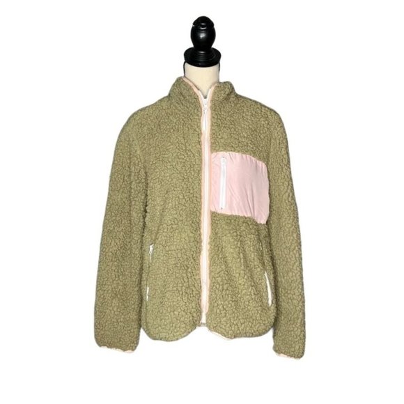Thread & Supply Jackets & Blazers - Thread & Supply Green Sherpa Full Zip Long Sleeve Jacket Women's Size Medium M